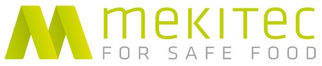 Mekitec logo in light green and grey colors